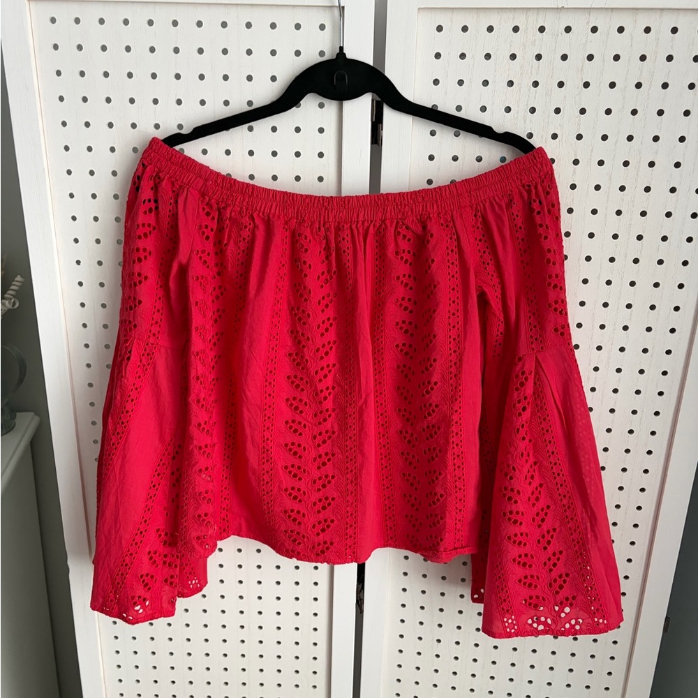 Express Women's Bright Red Off-Shoulder Blouse